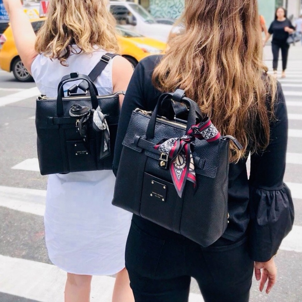 Henri Bendel Black  Quilted Jetsetter Convertible Backpack & matching Tote SET - Picture 12 of 12